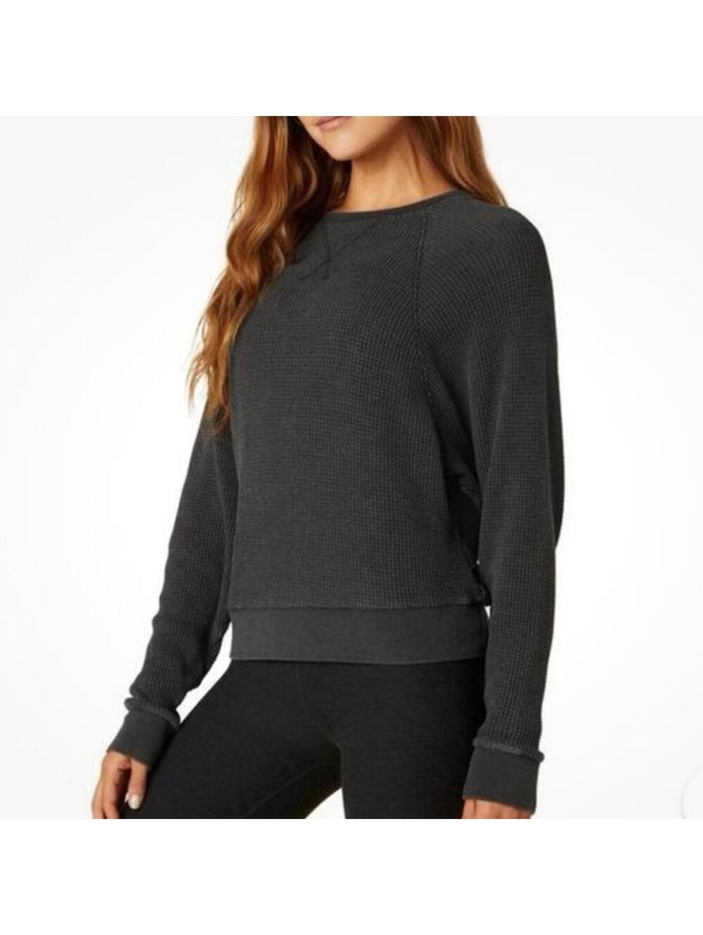 Beyond Yoga With The Band Pullover Waffle Crewneck Sweatshirt Washed Black Large - Picture 11 of 12